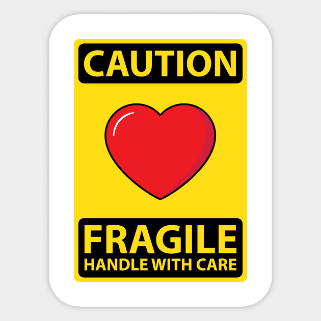 Caution Fragile Heart Sticker by TeeeeeeTime